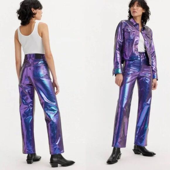 Levi's Denim - Levi's Premium Candy Coated Ribcage Straight Ankle Jeans in Purple size 28